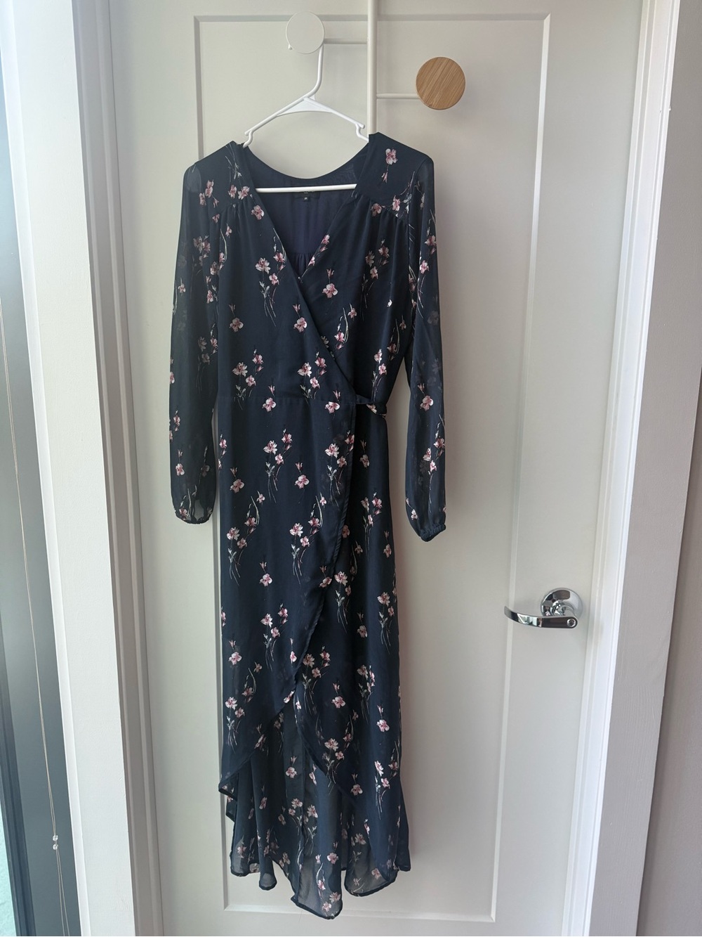 Women's Black Floral Wrap Maxi Dress